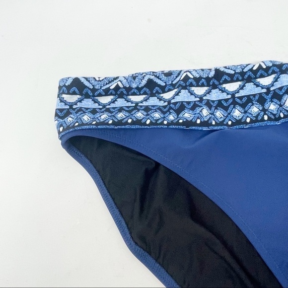 PROFILE BY GOTTEX Women’s Blue Fold Over Bikini Bottom Tribal Print Waistband - Picture 3 of 6